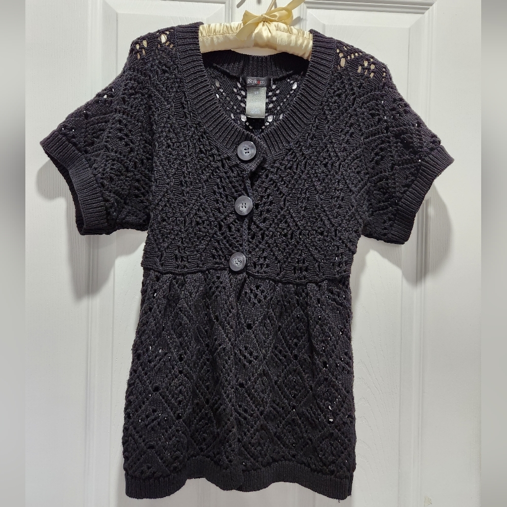 Crocheted Black Vest